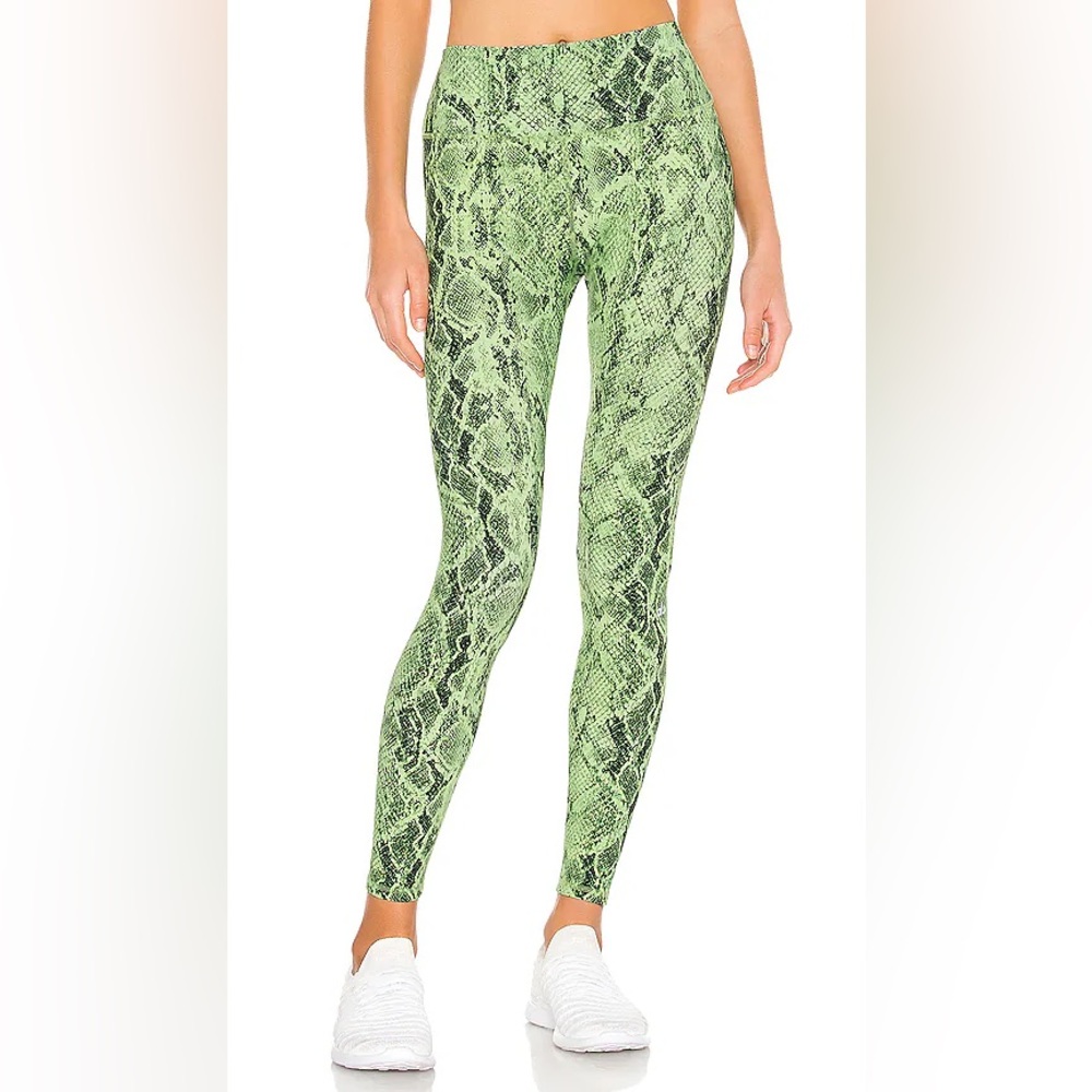 ALO yoga high waist vapor leggings snakeskin snake python black green tights